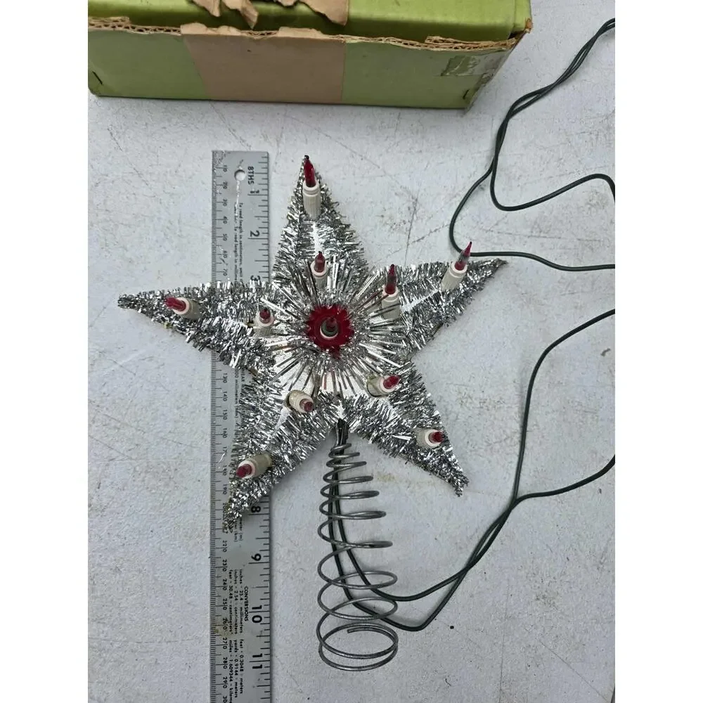 Mid Century Tree Topper Star Starburst Tinsel Does Not Light Up As Is